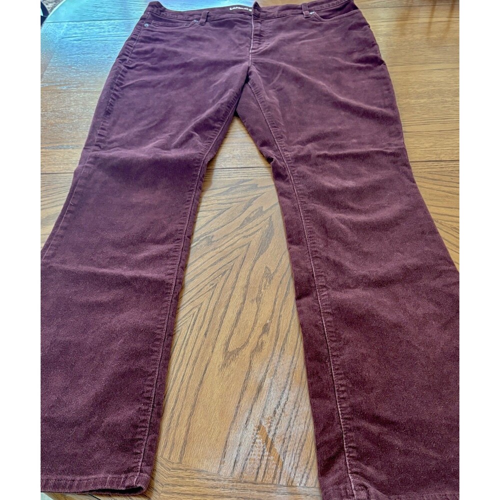 Land's End Women's 18 Tall Corduroy Pants Burgundy Mid Rise Bootcut